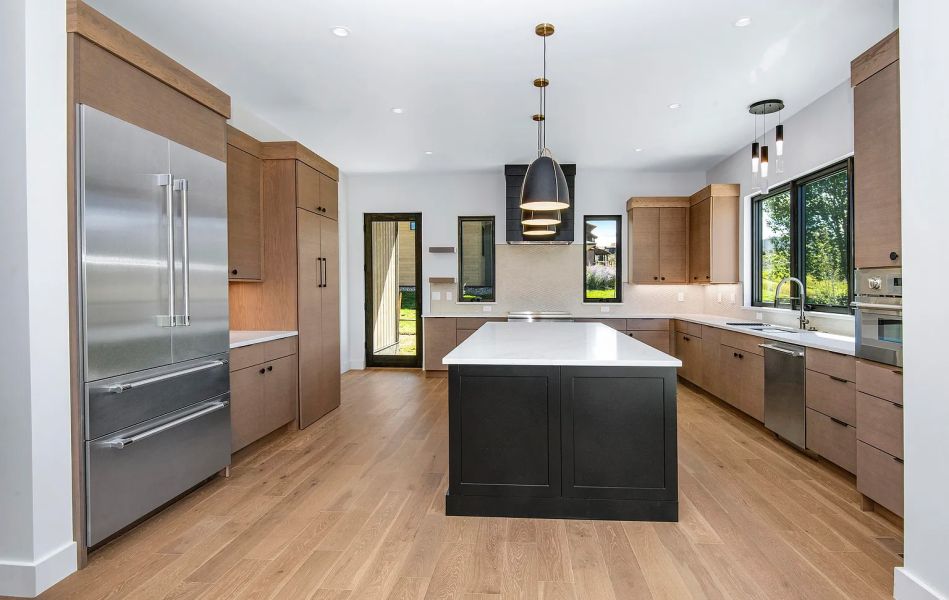 Wood Tone Cabinets With Shaker Island